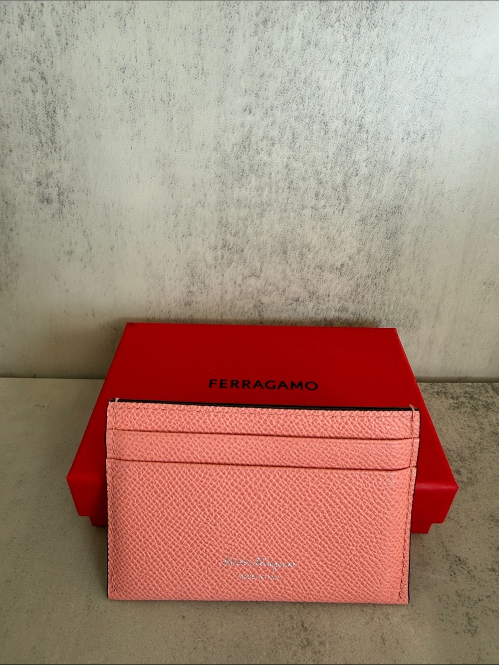 Salvatore Ferragamo Gancini Leather Card Holder – Coral Pink - Picture 2 of 2